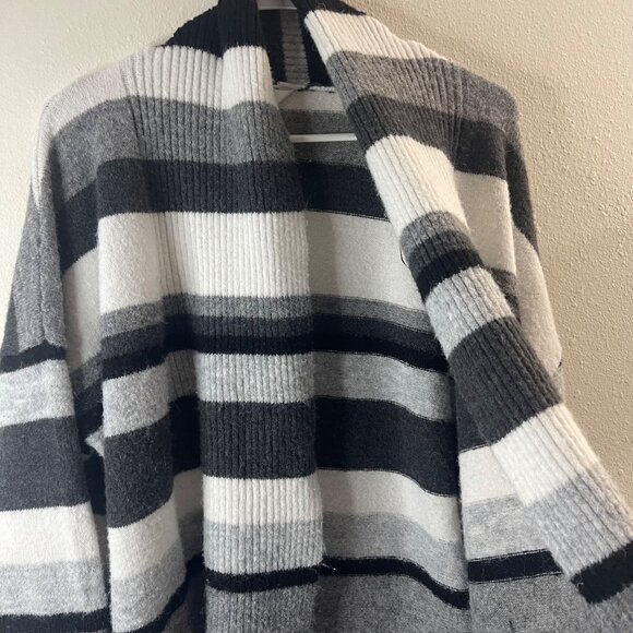 Time and True TM Oversized Striped Cardigan Sweater Open Front Longline Knit - Picture 4 of 16